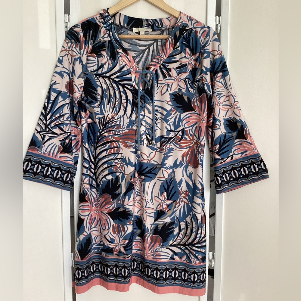 🌺 SANDIVA Dress Coverup Resort Wear Sz M beach swim pullover EUC